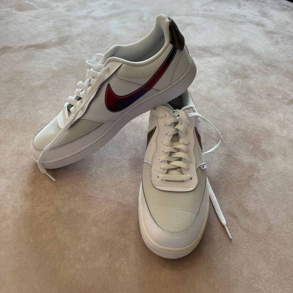 Nike Men’s Court Vision Lo Premium•Rainbow-Pure Platinum•mismatch size 10.5/11.5